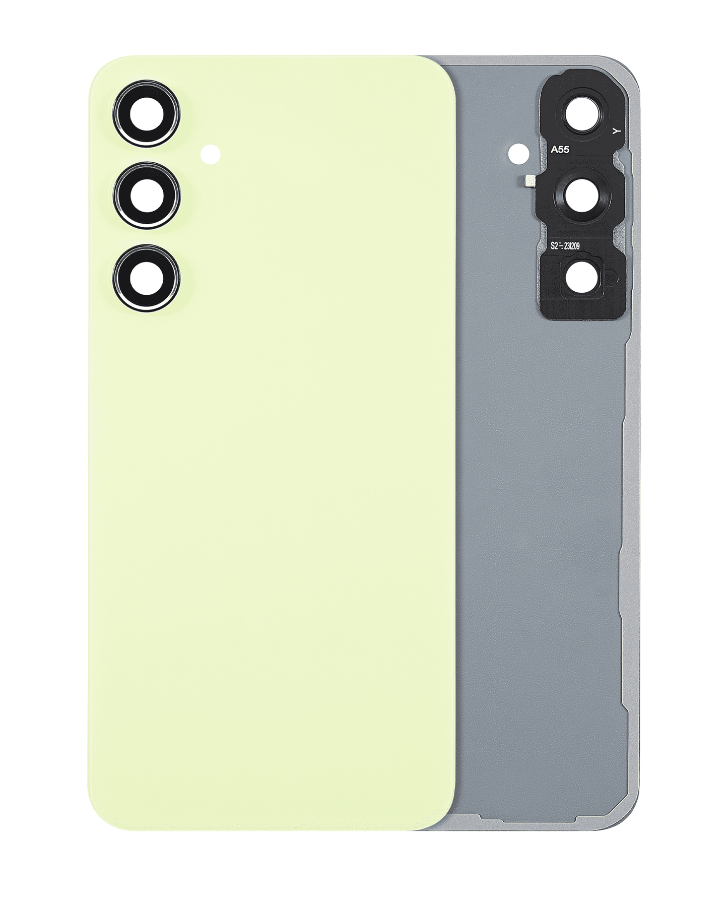 Back Cover Glass With Camera Lens For Samsung Galaxy A55 5G (A556 / 2024) (No Logo) (Aftermarket Plus) (Lemon)