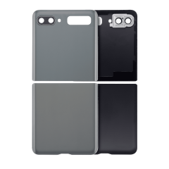 Top & Bottom Back Cover Glass With Camera Lens For Samsung Galaxy Z Flip 4G (F700) / Z Flip 5G (F707) (Aftermarket Plus) (Mystic Gray)
