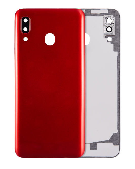 Back cover Glass With Camera Lens For Samsung Galaxy A20 (A205 / 2019) (Aftermarket Plus) (Red)