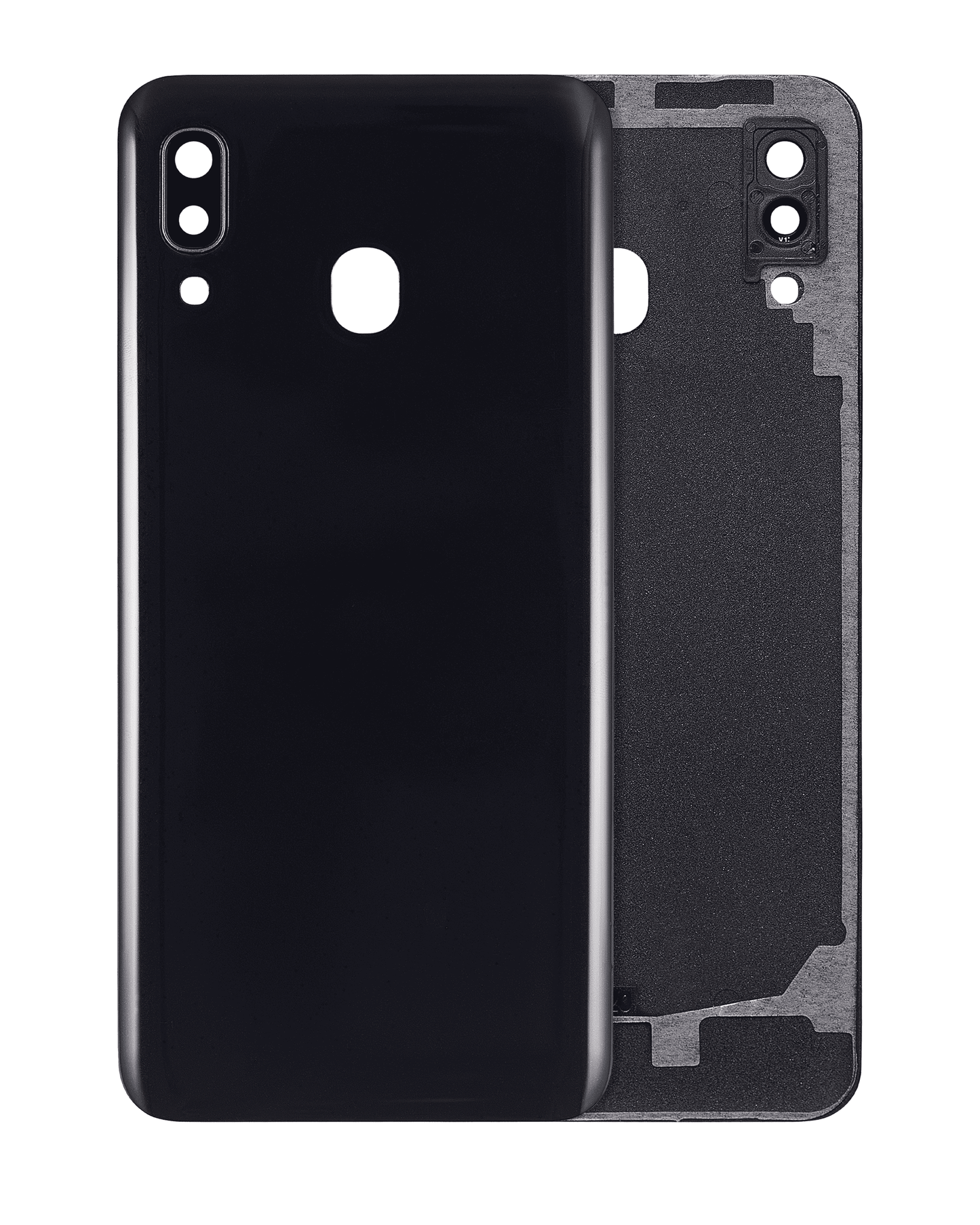 Back cover Glass With Camera Lens For Samsung Galaxy A20 (A205 / 2019) (Aftermarket Plus) (Black)