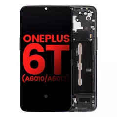 OLED Assembly With Frame For OnePlus 6T (A6010 / A6013) (Aftermarket Plus) (Mirror Black)