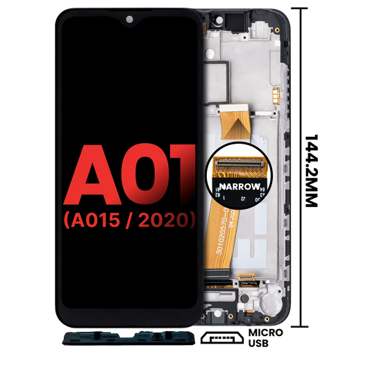 LCD Assembly With Frame For Samsung Galaxy A01 4G (A015 / 2020) (Global Model) (Micro USB Frame) (Aftermarket Plus) (All Colors)