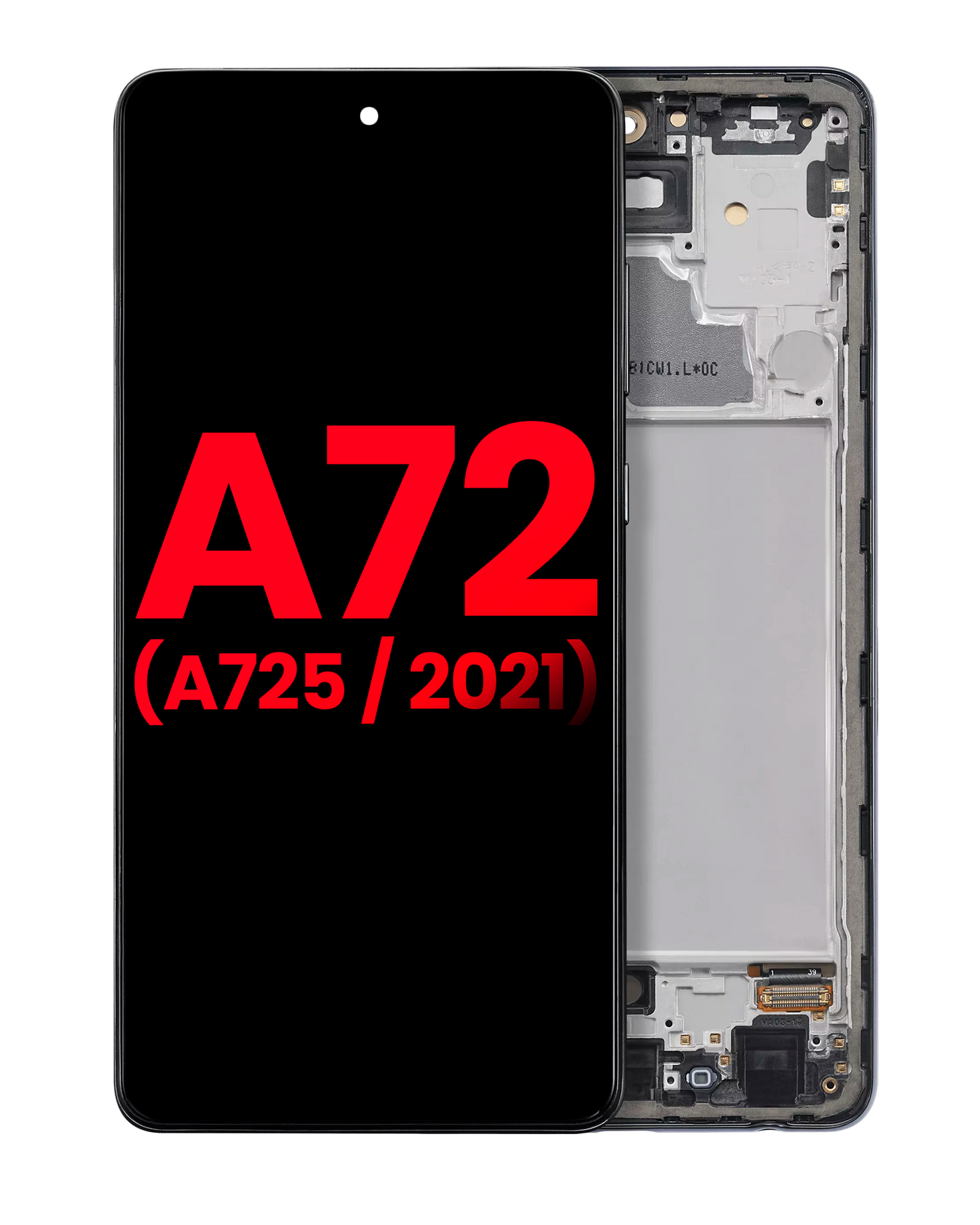 OLED Assembly With Frame For Samsung A72 (A725 / 2021) (6.67") (Aftermarket Plus) (Awesome Black)