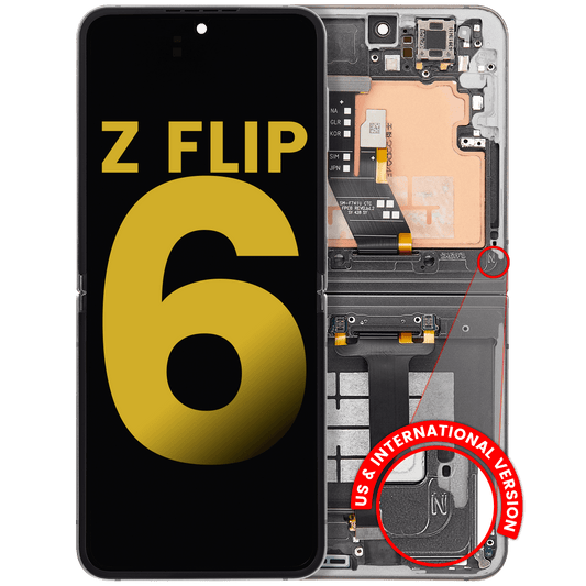 Inner OLED Assembly With Frame For Samsung Galaxy Z Flip 6 5G (US & International) (Refurbished) (Silver Shadow)