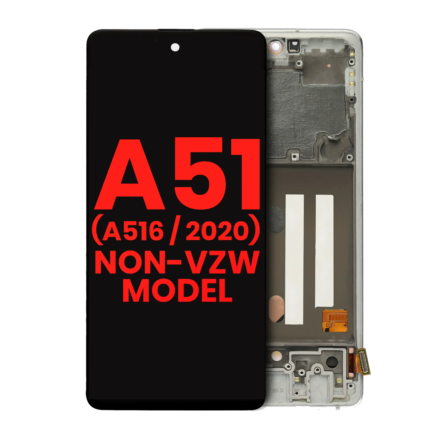 OLED Assembly With Frame For Samsung Galaxy A51 5G (A516 / 2020) (Non-Verizon 5G UW Frame) (6.46") (Aftermarket Plus) (Prism Cube White)