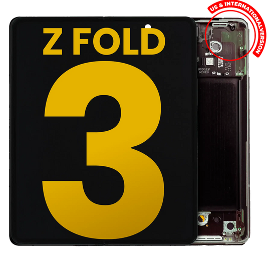 Inner OLED Assembly With Frame For Samsung Galaxy Z Fold 3 5G (US & International) (Refurbished) (Phantom Black)