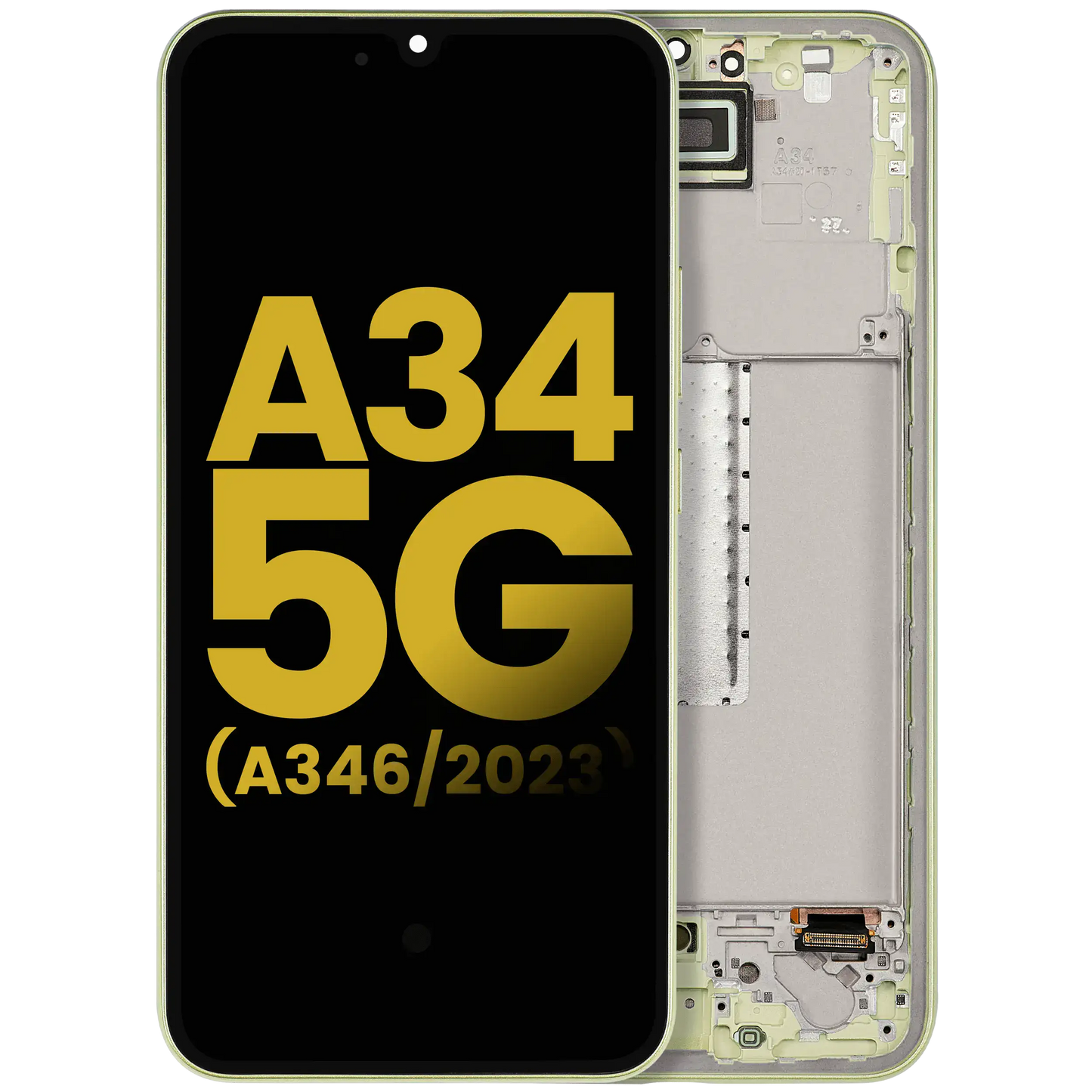 OLED Assembly With Frame For Samsung Galaxy A34 5G (A346 / 2023) (Refurbished) (Lime)