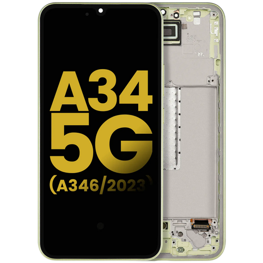 OLED Assembly With Frame For Samsung Galaxy A34 5G (A346 / 2023) (Refurbished) (Lime)