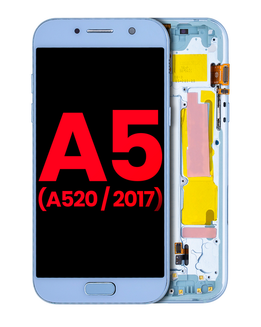 OLED Assembly With Frame For Samsung A5 (A520 / 2017) (Aftermarket Plus) (Blue Mist)
