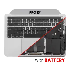 Top Case with Battery and Keyboard (ANSI US) For MacBook Pro 13" A1989 (2018-2019) (Used OEM Pull: Grade A) (Silver)