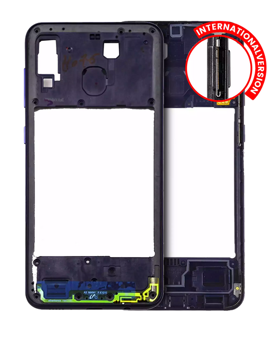 Mid-Frame Housing For Samsung Galaxy A20 (A205 / 2019) (International Version) (Aftermarket Plus) (Deep Blue)