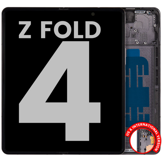 Inner OLED Assembly With Frame For Samsung Galaxy Z Fold 4 5G (US & International) (Used OEM Pull: Grade B/C) (Phantom Black)