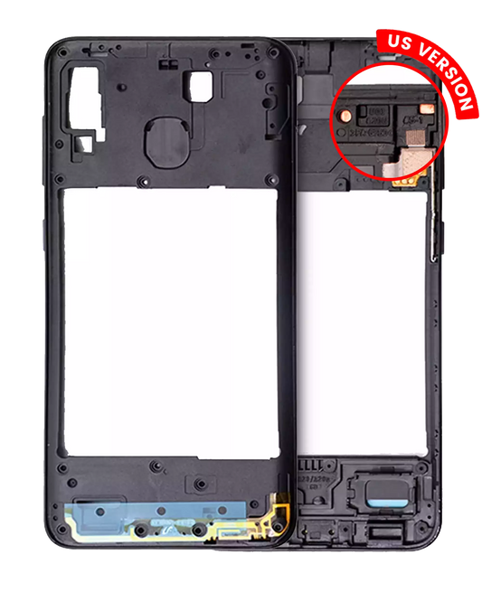 Mid-Frame Housing For Samsung Galaxy A20 (A205 / 2019) (US Version) (Black)