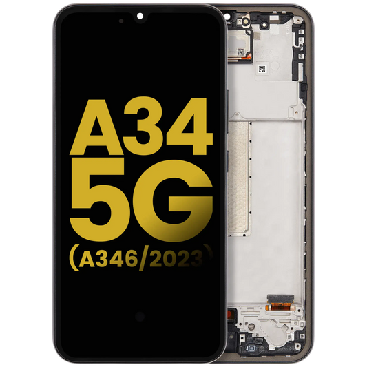 OLED Assembly With Frame For Samsung Galaxy A34 5G (A346 / 2023) (Refurbished) (Graphite)