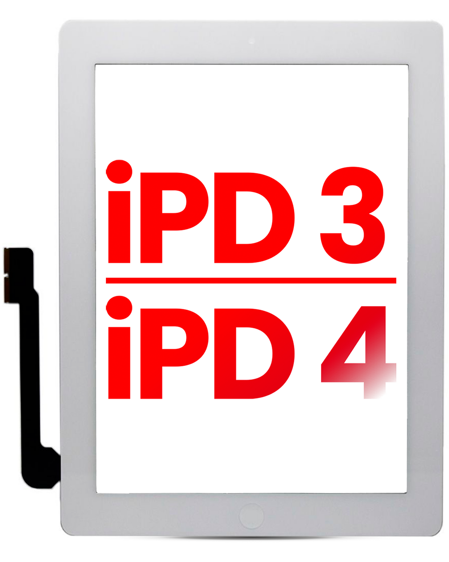 Digitizer For iPad 3 / iPad 4 (Home Button Pre-Installed For iPad 4) (Aftermarket Plus) (White)