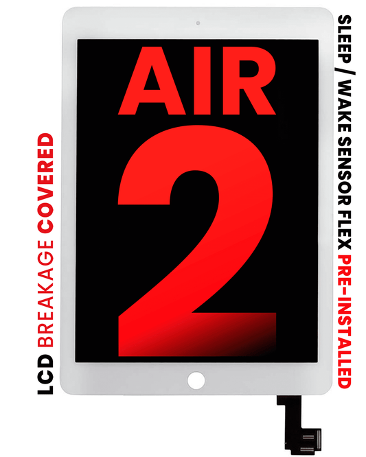 LCD Assembly With Digitizer For iPad Air 2 (Sleep / Wake Sensor Flex Pre-Installed) (Aftermarket Pro: XO7-2) (White)