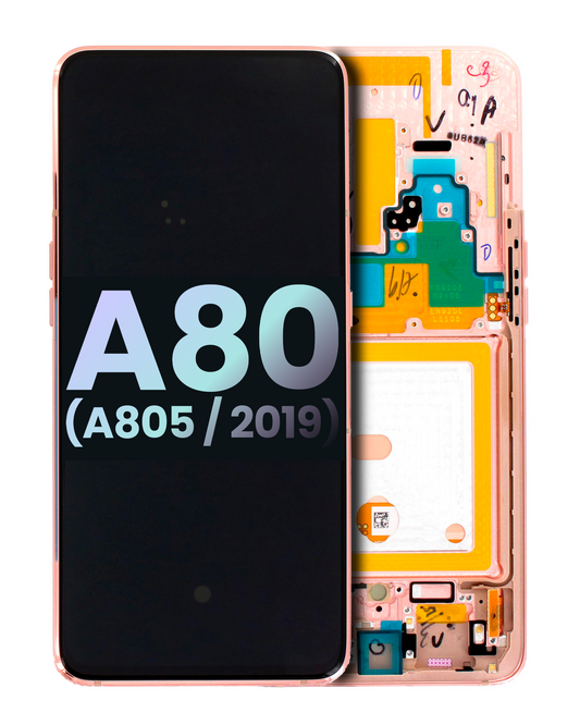 LCD Assembly With Frame For Samsung Galaxy A80 (A805 / 2019) (Angel Gold) (Service Pack)
