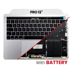 Top Case with Battery and Keyboard (ANSI US) For MacBook Pro 13" A1706 (2016) (Silver)