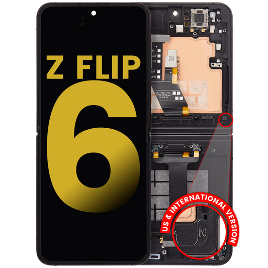 Inner OLED Assembly With Frame For Samsung Galaxy Z Flip 6 (F741) (US & International) (Refurbished) (Black)