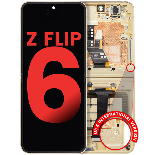 Inner OLED Assembly With Frame Compatible For Samsung Galaxy Z Flip 6 5G (F741) (US & International) (Aftermarket Plus) (Yellow)