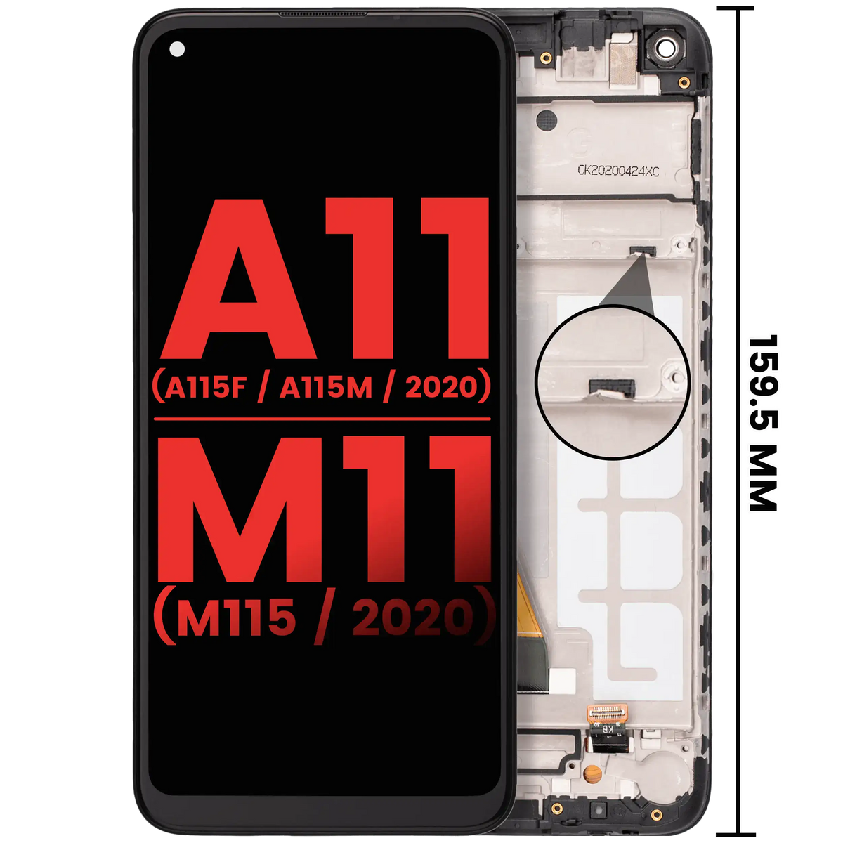 LCD Assembly With Frame For Samsung Galaxy A11 (A115F/ A115M / 2020) / M11 (M115 /2020) (International Version) (Aftermarket Plus) (All Colors)