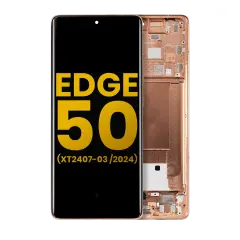 OLED Assembly With Frame For Motorola Moto Edge 50 (XT2407-3 / 2024) (Refurbished) (Peach Fuzz)