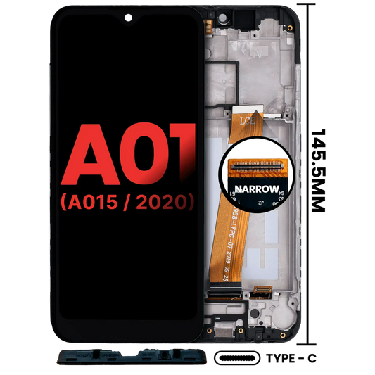 LCD Assembly With Frame For Samsung Galaxy A01 4G (A015 / 2020) (US Model) (TYPE-C Frame) (Aftermarket Plus) (All Colors)