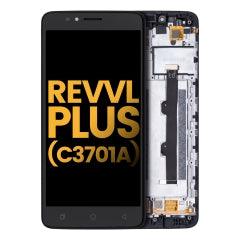LCD Assembly With Frame For T-Mobile Revvl Plus (C3701A) (Refurbished) (Black)
