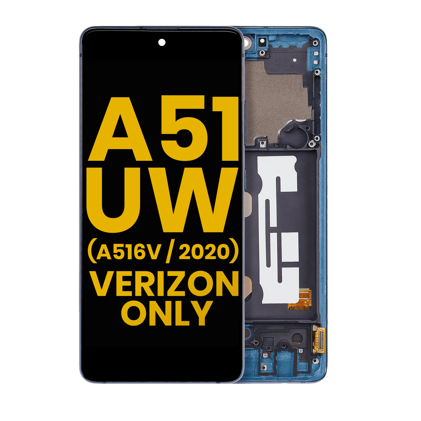 OLED Assembly With Frame For Samsung Galaxy A51 5G UW (A516V / 2020) (Verizon 5G UW Frame Only) (Refurbished) (Prism Bricks Blue)