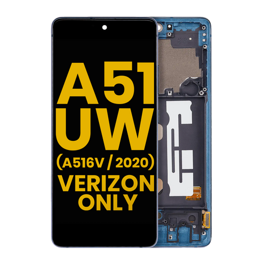 OLED Assembly With Frame For Samsung Galaxy A51 5G UW (A516V / 2020) (Verizon 5G UW Frame Only) (Refurbished) (Prism Bricks Blue)