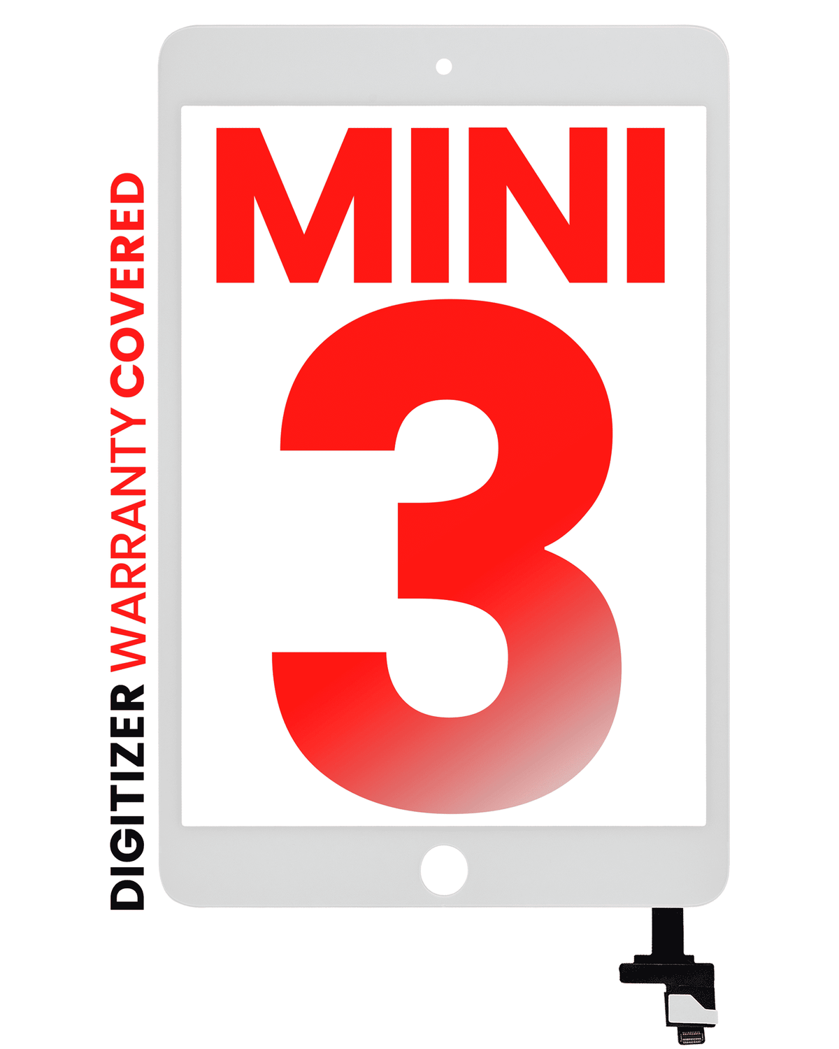 Digitizer With IC Chip For iPad Mini 3 (No Home Button Installed) (Aftermarket Pro: XO7) (White)