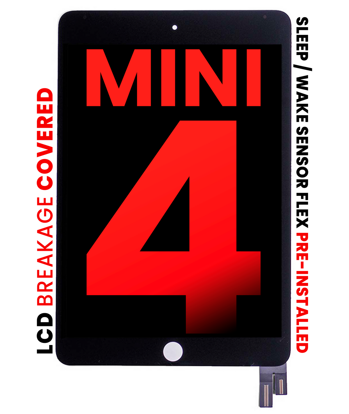 LCD Assembly With Digitizer For iPad Mini 4 (Sleep / Wake Sensor Flex Pre-Installed) (Aftermarket Pro: XO7) (Black)