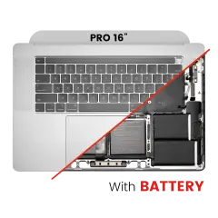 Top Case with Battery and Keyboard (ANSI US) For MacBook Pro 16" A2141 (2019) (OEM New) (Silver)
