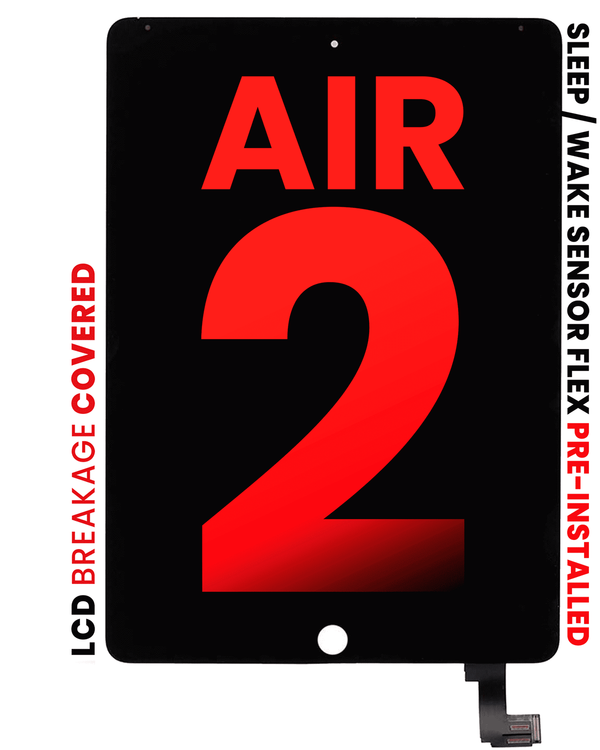 LCD Assembly With Digitizer For iPad Air 2 (Sleep / Wake Sensor Flex Pre-Installed) (Aftermarket Pro: XO7-2) (Black)