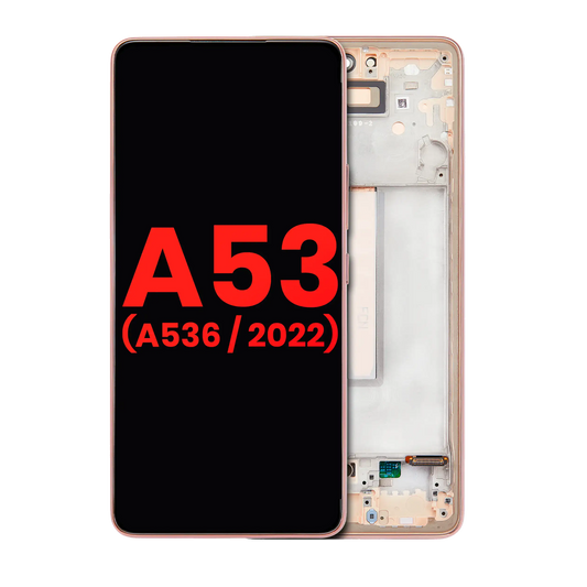 OLED Assembly With Frame For Samsung Galaxy A53 5G (A536 / 2022) (6.36") (Aftermarket Plus) (Peach)