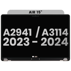 Complete LCD Display Assembly For MacBook Air 15" (A2941 / Mid 2023) / Air 15" (A3114 / Mid 2024) (Used OEM Pull: Grade A) (Silver)