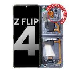 Inner OLED Assembly With Frame For Samsung Galaxy Z Flip 4 5G (US & International) (Used OEM Pull: Grade B/C) (Blue)