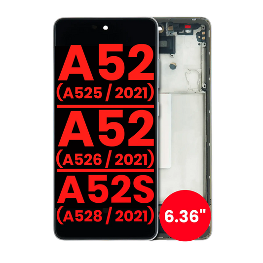 OLED Assembly With Frame For Samsung Galaxy A52 4G (A525 / 2021) / A52 5G (A526 / 2021) / A52S 5G (A528 / 2021) (6.36") (Aftermarket Plus) (Awesome White)
