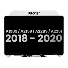 Complete LCD Display Assembly For MacBook Pro 13" A1989 (2018-2019) / A2159 (2019) / A2289 / A2251 (2020) (Used OEM Pull: Grade B) (Silver)