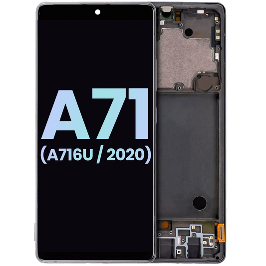 OLED Assembly With Frame For Samsung Galaxy A71 5G (A716U / 2020) (Service Pack) (Prism Cube Black)