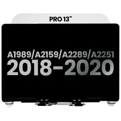 Complete LCD Display Assembly For MacBook Pro 13" A1989 (2018-2019) / A2159 (2019) / A2289 / A2251 (2020) (Used OEM Pull: Grade A) (Silver)