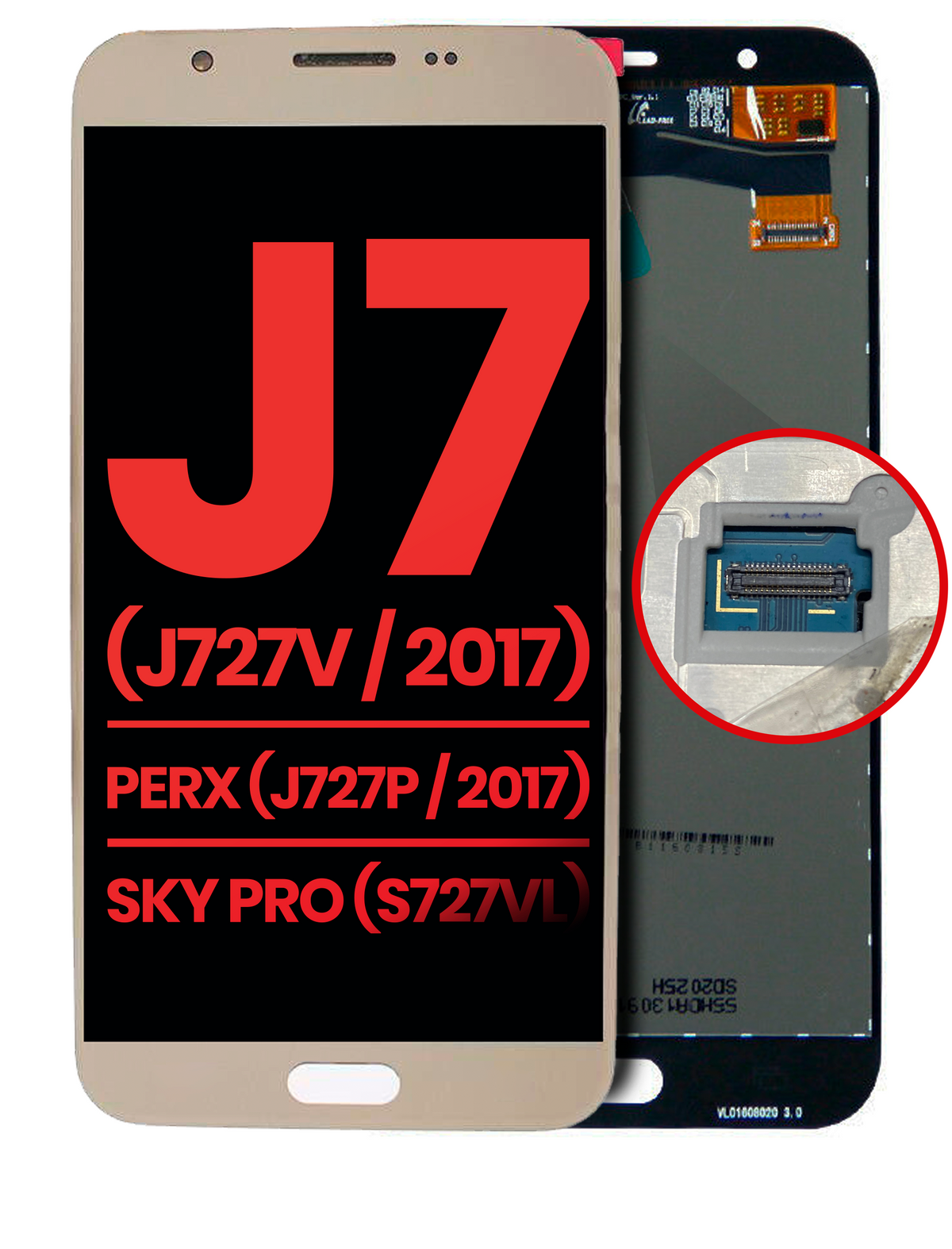 LCD Assembly Without Frame Only For Samsung Galaxy J7 Perx (J727P / 2017) / J7 (J727V / 2017) / Sky Pro (S727VL) (Aftermarket Plus) (Gold)