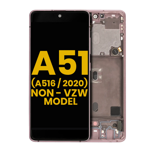 OLED Assembly With Frame For Samsung Galaxy A51 5G (A516 / 2020) (Non-Verizon 5G UW Frame) (Refurbished) (Prism Cube Pink)