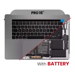 Top Case with Battery and Keyboard (ISO UK) For MacBook Pro 15" A1990 (2018-2019) (Silver)