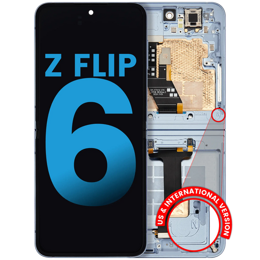 Inner OLED Assembly With Frame Compatible For Samsung Galaxy Z Flip 6 5G (F741) (US & International) (Aftermarket) (Blue)