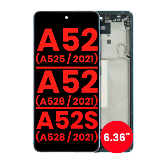OLED Assembly With Frame For Samsung Galaxy A52 4G (A525 / 2021) / A52 5G (A526 / 2021) / A52S 5G (A528 / 2021) (6.36") (Aftermarket Plus) (Awesome Blue)
