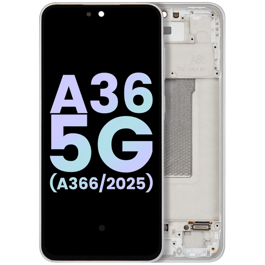 OLED Assembly With Frame For Samsung Galaxy A36 5G (A366 / 2025) (Service Pack) (White)
