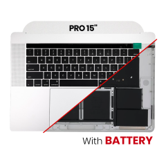 Top Case with Battery and Keyboard (ANSI US) For MacBook Pro 15" A1707 (2016-2017) (Used OEM Pull: Grade A) (Silver)