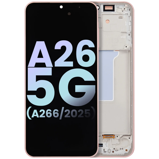 OLED Assembly With Frame Compatible For Samsung Galaxy A26 5G (A266 / 2025) (Service Pack) (Peach Pink)