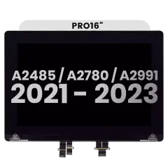 Complete LCD Display Assembly For MacBook Pro 16" A2485 (2021) Pro / Max / A2780 (2023) / A2991 (2023) (Used OEM Pull: Grade B) (Silver)